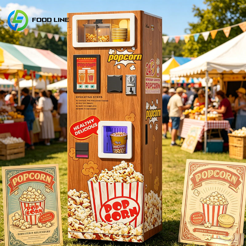 Popcorn Vending Machine - ตู้จำหน่ายข้าวโพดคั่วอัตโนมัติ แบบสมาร์ท บริการตนเอง สำหรับร้านค้า ใช้เหรียญ เหมาะสำหรับโรงภาพยนตร์
