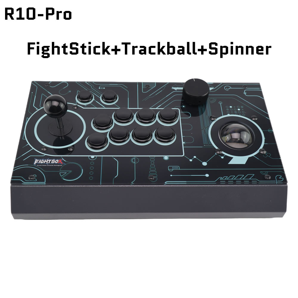 Trackball Controller Arcade - จอยสติ๊กต่อสู้ FightBox R10-PRO พร้อมแทร็กบอลและสปินเนอร์ คอนโทรลเลอร์เกมย้อนยุคสำหรับ PC/PS3/SWITCH