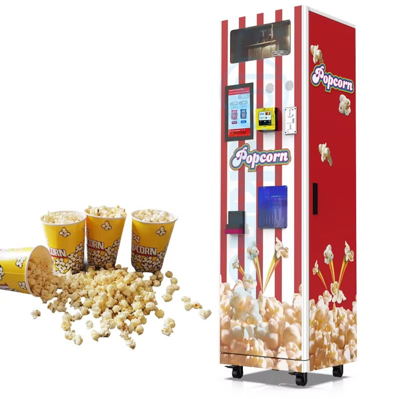 Popcorn Vending Machine - เครื่องทำป๊อปคอร์นลมร้อนแบบพาณิชย์พร้อมล้อ 2 ล้อ - เครื่องขายป๊อปคอร์นคาราเมลยอดนิยม