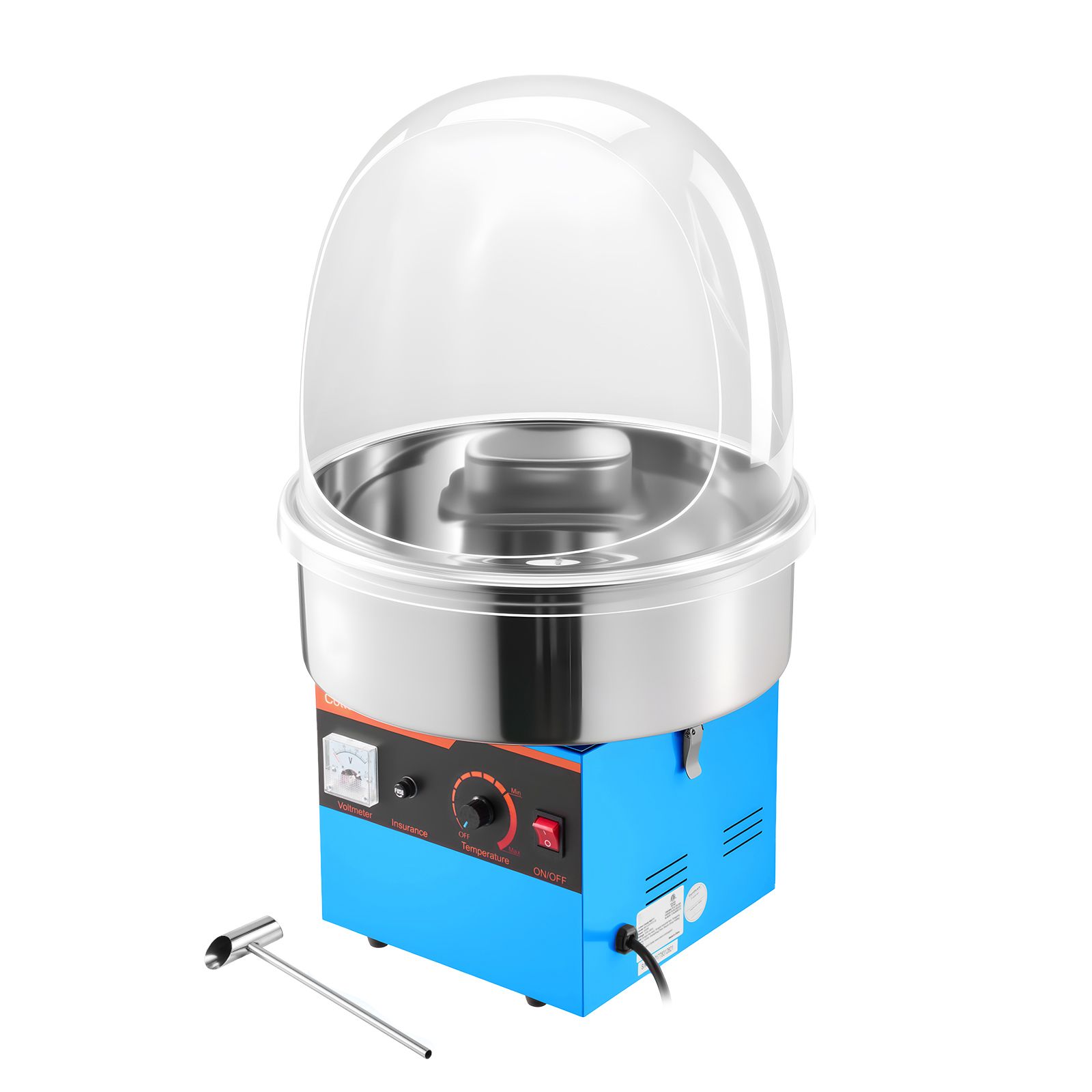 Candy Floss Machine - เครื่องทำสายไหมไฟฟ้า 1000 วัตต์ พร้อมฝาปิด เครื่องทำสายไหมเชิงพาณิชย์พร้อมชามสแตนเลส
