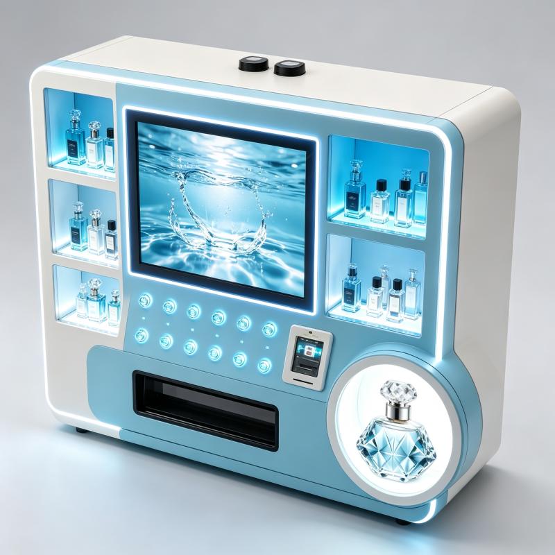 Vending Machine Qr Code - ตู้จำหน่ายน้ำหอมอัตโนมัติ ระบบหยอดเหรียญและสแกนคิวอาร์โค้ด หน้าจอสัมผัส เครื่องจ่ายน้ำหอมเชิงพาณิชย์ สำหรับโรงแรม สำนักงาน