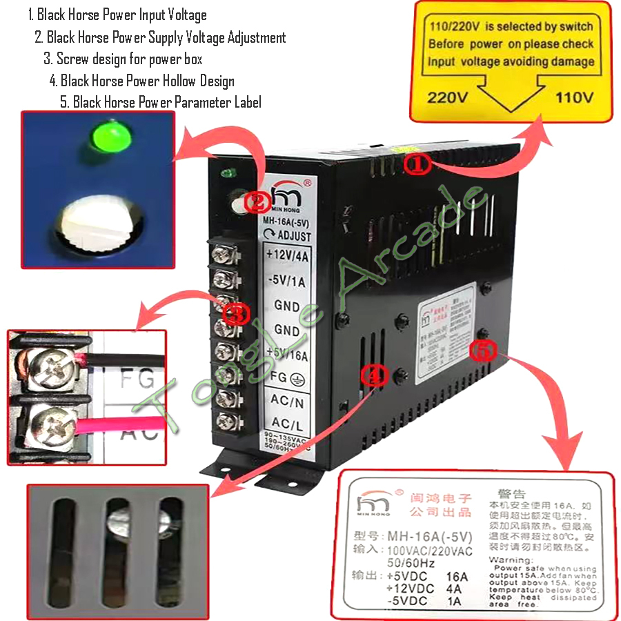 Coin Acceptor Selector - อะไหล่เครื่องเกมอาร์เคด Jamma MH-16A(-5V) 5V 16A 12V